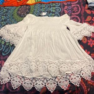 off the shoulders white shirt